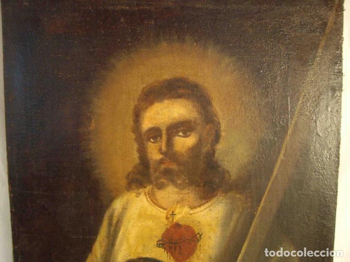 Otros objetos de arte: OLEO SANTO CORAZON DE JESUS - Foto 3