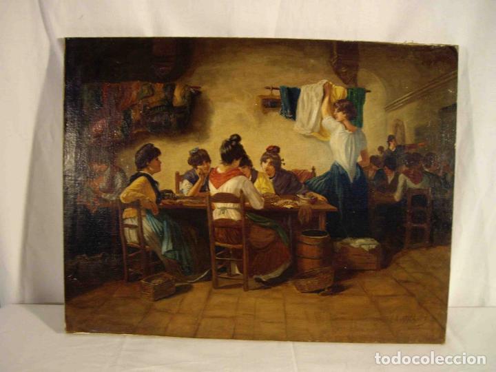 Otros objetos de arte: OLEO BORDADORAS - Foto 1