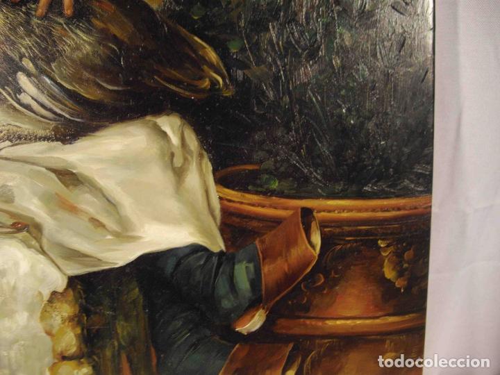 Otros objetos de arte: OLEO SOBRE LIENZO NI&Ntilde;A CON GALLO - Foto 4