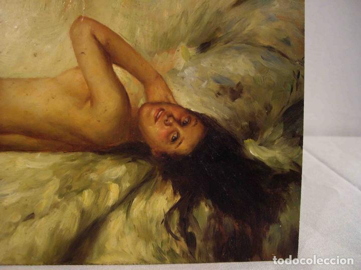 Otros objetos de arte: OLEO SOBRE TABLA JOVEN DESNUDA - Foto 2