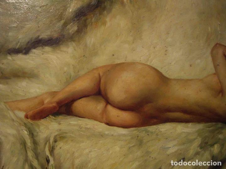 Otros objetos de arte: OLEO SOBRE TABLA JOVEN DESNUDA - Foto 3