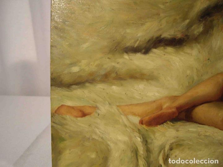 Otros objetos de arte: OLEO SOBRE TABLA JOVEN DESNUDA - Foto 4
