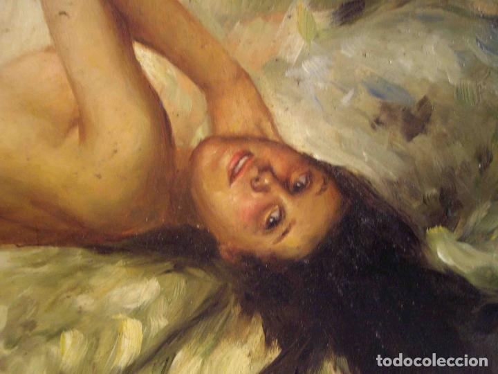 Otros objetos de arte: OLEO SOBRE TABLA JOVEN DESNUDA - Foto 6