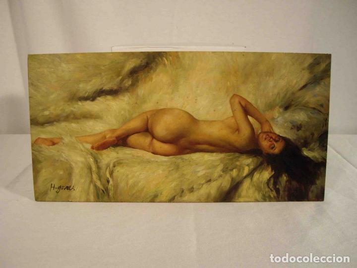 Otros objetos de arte: OLEO SOBRE TABLA JOVEN DESNUDA - Foto 1