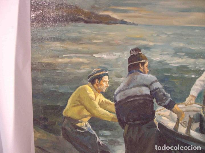 Otros objetos de arte: OLEO ARRIANDO EL BOTE - Foto 2