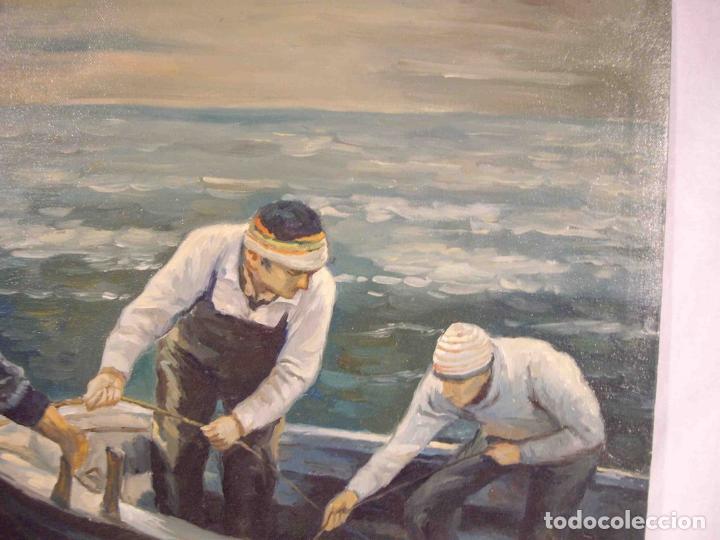 Otros objetos de arte: OLEO ARRIANDO EL BOTE - Foto 3