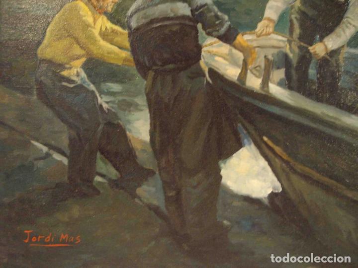 Otros objetos de arte: OLEO ARRIANDO EL BOTE - Foto 4