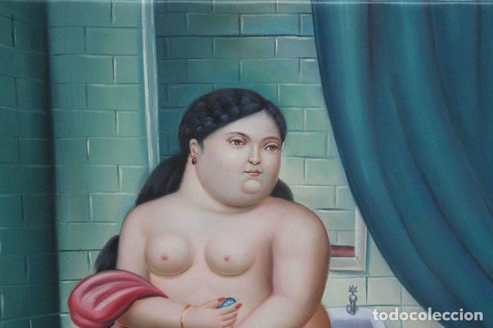 Otros objetos de arte: OLEO MUJER TOALLA ROJA BOTERO - Foto 2