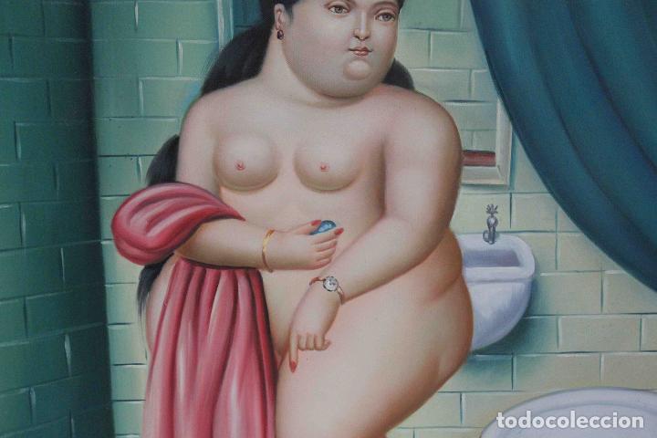 Otros objetos de arte: OLEO MUJER TOALLA ROJA BOTERO - Foto 3