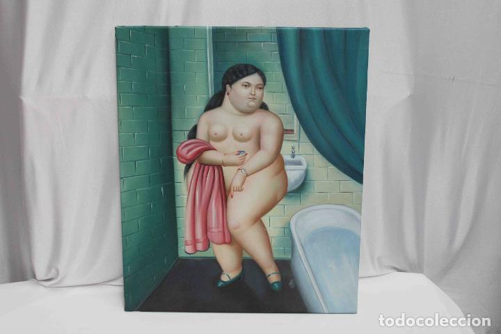 Otros objetos de arte: OLEO MUJER TOALLA ROJA BOTERO - Foto 1