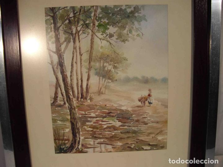 Otros objetos de arte: ACUALERA NI&Ntilde;A CON BORRICO - Foto 3