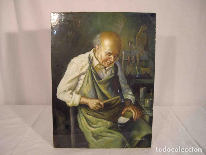Otros objetos de arte: OLEO SOBRE TABLA ZAPATERO - Foto 1