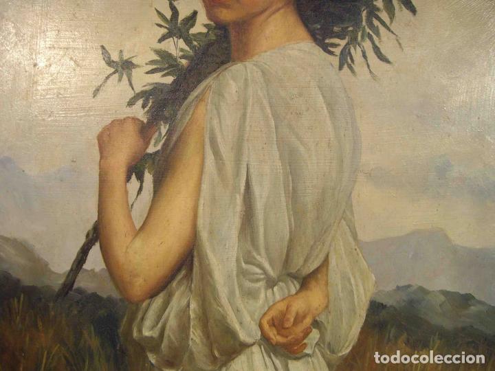 Otros objetos de arte: OLEO SOBRE TABLA DAMA CON RAMA OLIVO - Foto 3
