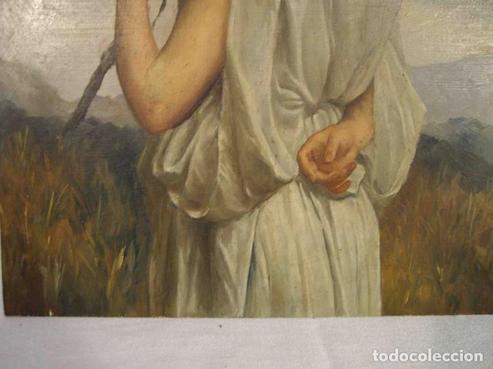 Otros objetos de arte: OLEO SOBRE TABLA DAMA CON RAMA OLIVO - Foto 4