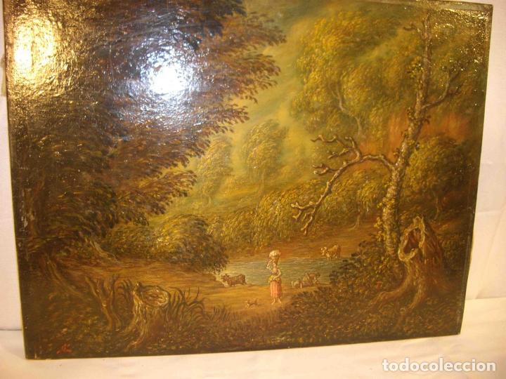 Otros objetos de arte: OLEO LAVENDERA EN EL RIO - Foto 2