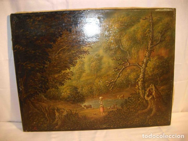 Otros objetos de arte: OLEO LAVENDERA EN EL RIO - Foto 1
