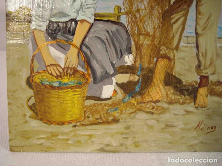 Otros objetos de arte: OLEO SOBRE TABLA PESCA EN LA ALBUFERA - Foto 4
