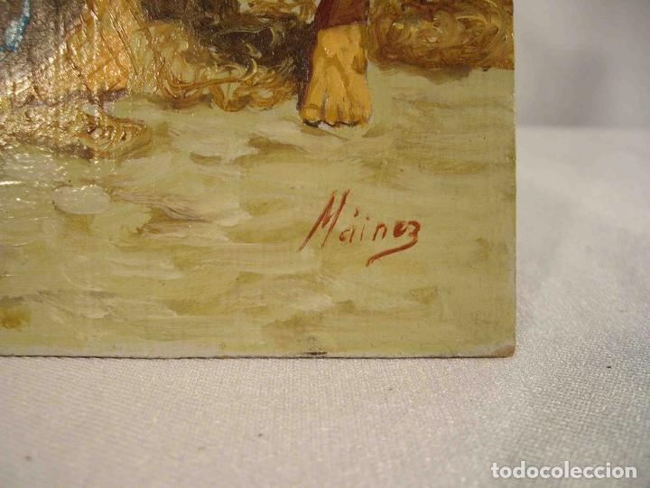 Otros objetos de arte: OLEO SOBRE TABLA PESCA EN LA ALBUFERA - Foto 5