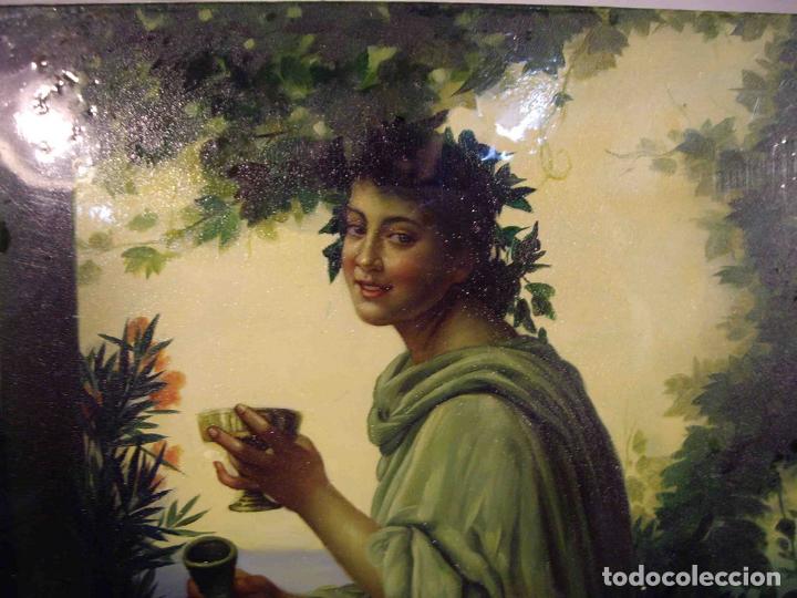 Otros objetos de arte: OLEO SOBRE TABLA DAMA ROMANA BEBIENDO - Foto 2
