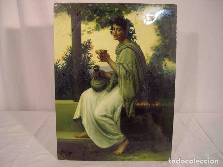 Otros objetos de arte: OLEO SOBRE TABLA DAMA ROMANA BEBIENDO - Foto 1