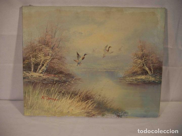 Otros objetos de arte: OLEO SOBRE LIENZO PATOS - Foto 1