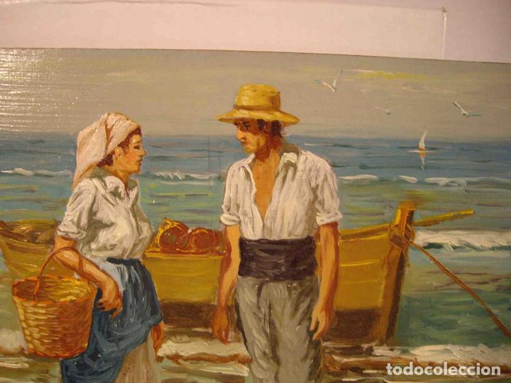 Otros objetos de arte: OLEO SOBRE TABLA RECIEN DESEMBARCADO - Foto 2