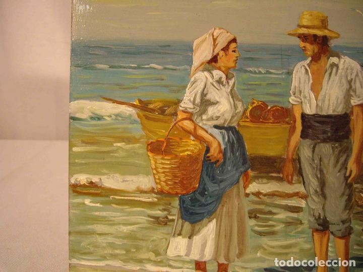 Otros objetos de arte: OLEO SOBRE TABLA RECIEN DESEMBARCADO - Foto 3