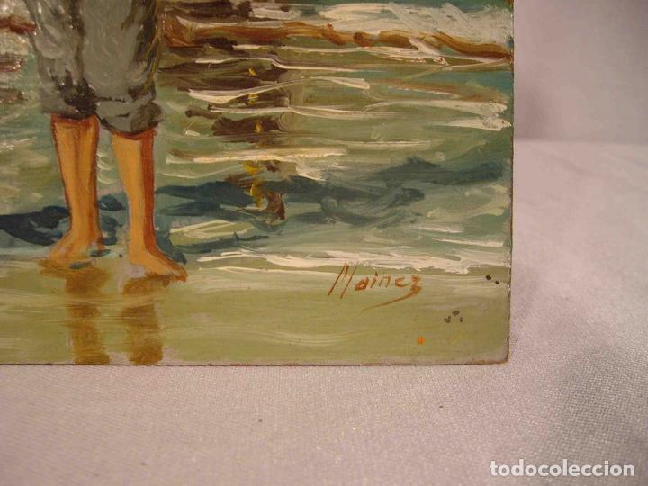 Otros objetos de arte: OLEO SOBRE TABLA RECIEN DESEMBARCADO - Foto 4