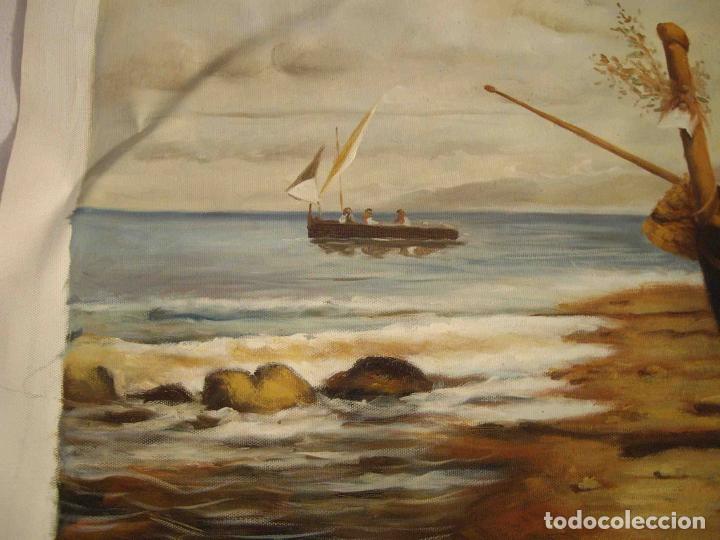 Otros objetos de arte: OLEO TELA DIA EN LA PLAYA - Foto 4