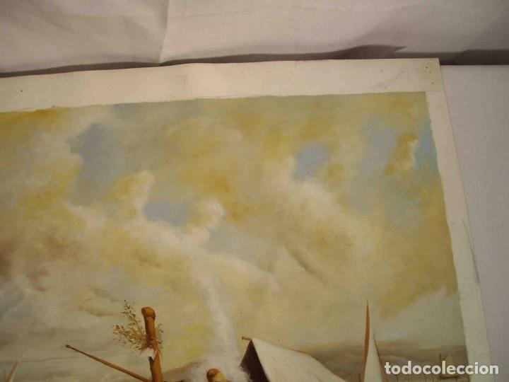 Otros objetos de arte: OLEO TELA DIA EN LA PLAYA - Foto 5