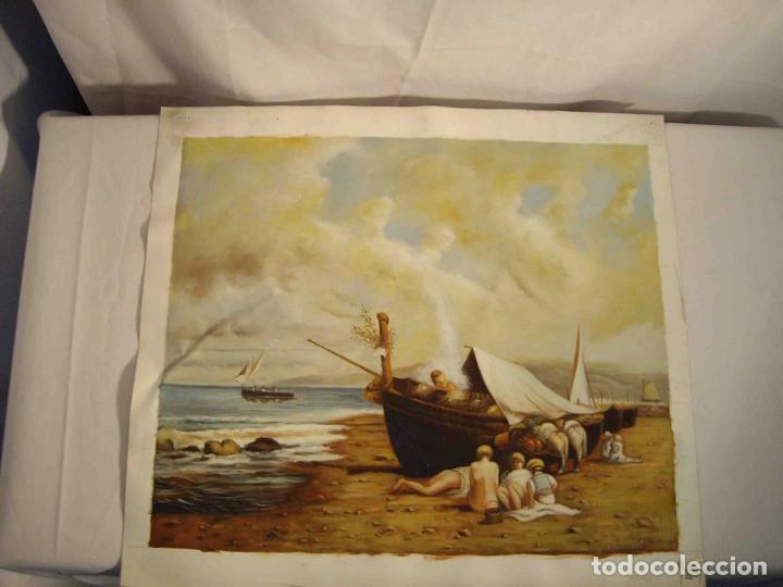 Otros objetos de arte: OLEO TELA DIA EN LA PLAYA - Foto 1