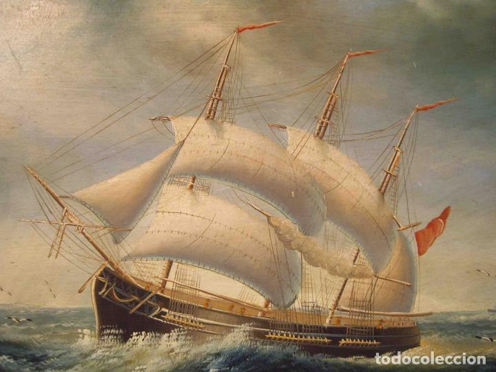 Otros objetos de arte: OLEO SOBRE TABLA VELEROS EN TEMPORAL - Foto 3