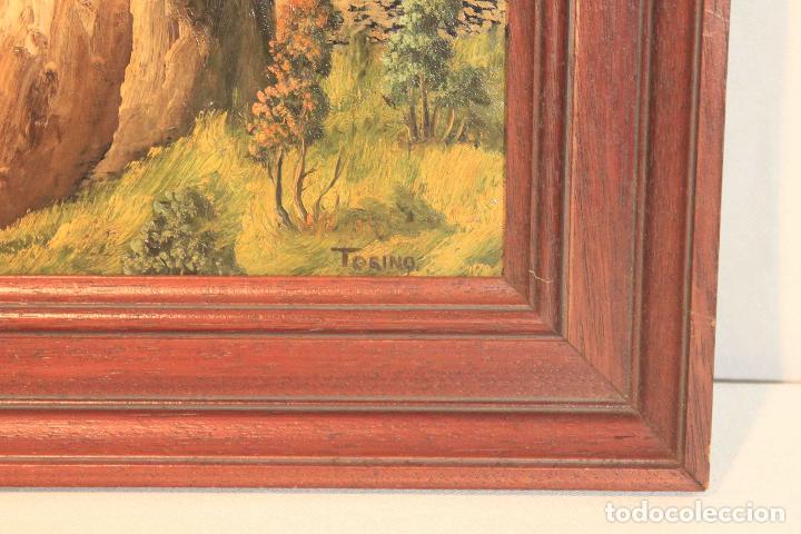 Otros objetos de arte: CUADRO OLEO SOBRE TABLA CASAS COLGADAS - Foto 5