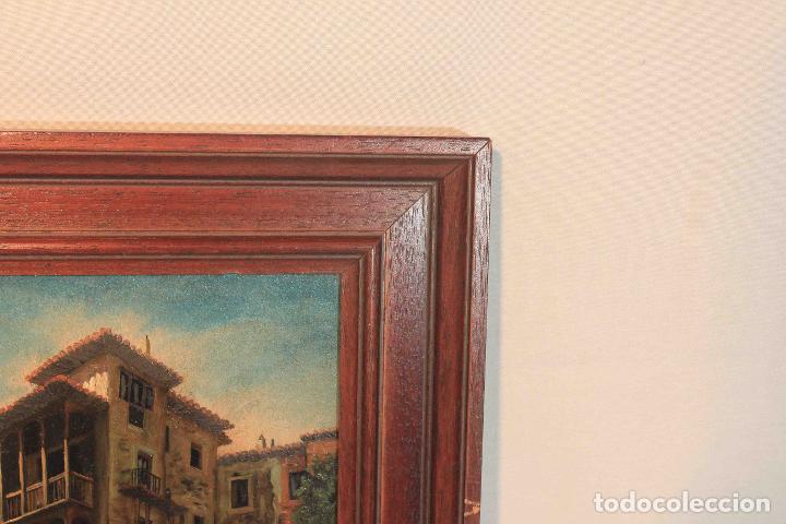 Otros objetos de arte: CUADRO OLEO SOBRE TABLA CASAS COLGADAS - Foto 7
