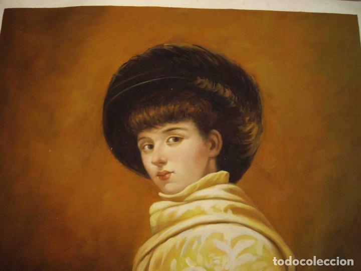 Otros objetos de arte: OLEO TELA JOVEN CON MANTON - Foto 2