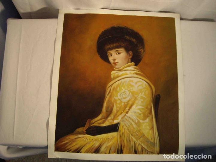 Otros objetos de arte: OLEO TELA JOVEN CON MANTON - Foto 1