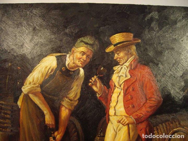 Otros objetos de arte: OLEO SOBRE TABLA CATANDO EL VINO - Foto 2