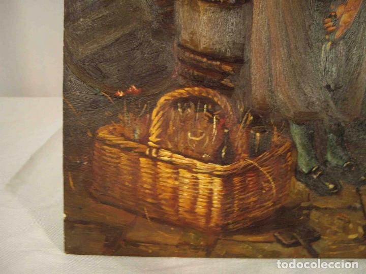 Otros objetos de arte: OLEO SOBRE TABLA CATANDO EL VINO - Foto 3