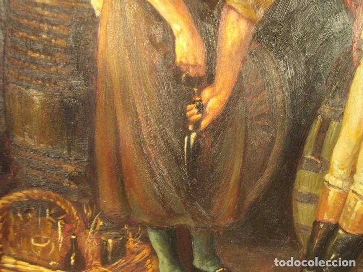 Otros objetos de arte: OLEO SOBRE TABLA CATANDO EL VINO - Foto 6