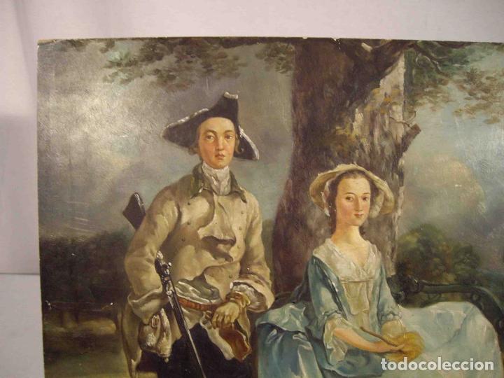 Otros objetos de arte: OLEO SOBRE TABLA DESCANSO CAZA - Foto 2