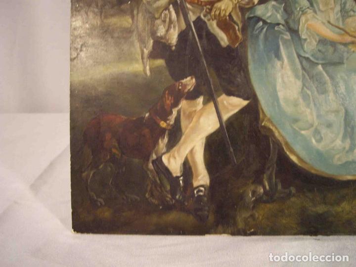 Otros objetos de arte: OLEO SOBRE TABLA DESCANSO CAZA - Foto 3