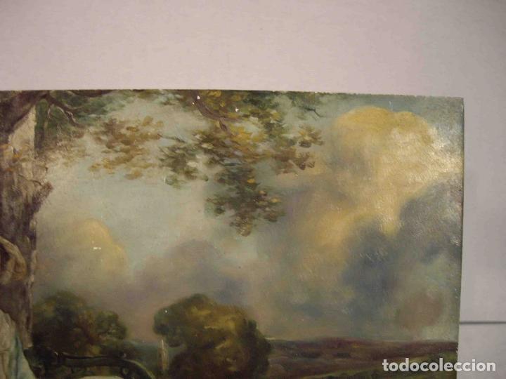 Otros objetos de arte: OLEO SOBRE TABLA DESCANSO CAZA - Foto 5