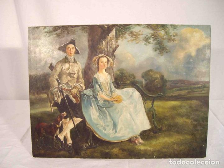 Otros objetos de arte: OLEO SOBRE TABLA DESCANSO CAZA - Foto 1