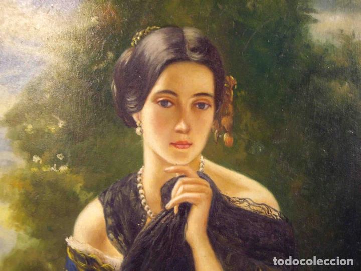 Otros objetos de arte: OLEO SOBRE TABLA RETRATO DAMA ANDALU - Foto 2