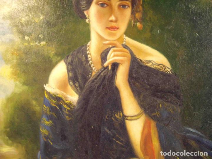 Otros objetos de arte: OLEO SOBRE TABLA RETRATO DAMA ANDALU - Foto 3