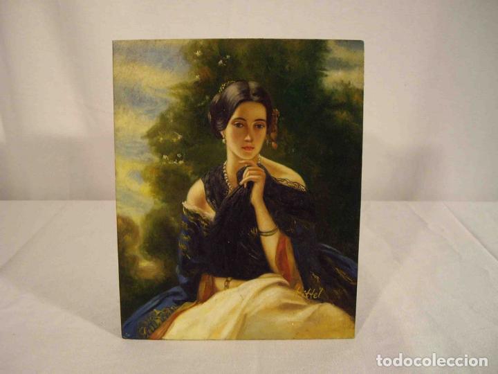 Otros objetos de arte: OLEO SOBRE TABLA RETRATO DAMA ANDALU - Foto 1