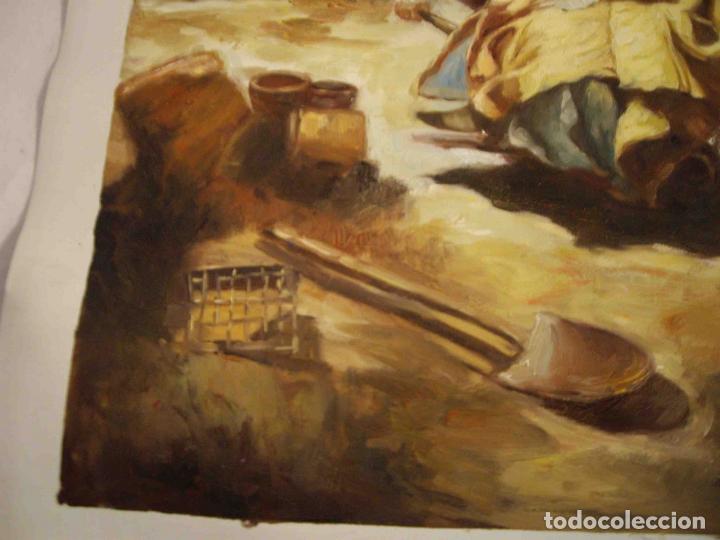 Otros objetos de arte: OLEO LIENZO PAREJA CON CARRETILLA - Foto 3