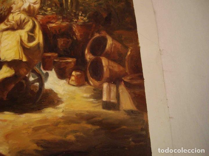 Otros objetos de arte: OLEO LIENZO PAREJA CON CARRETILLA - Foto 4
