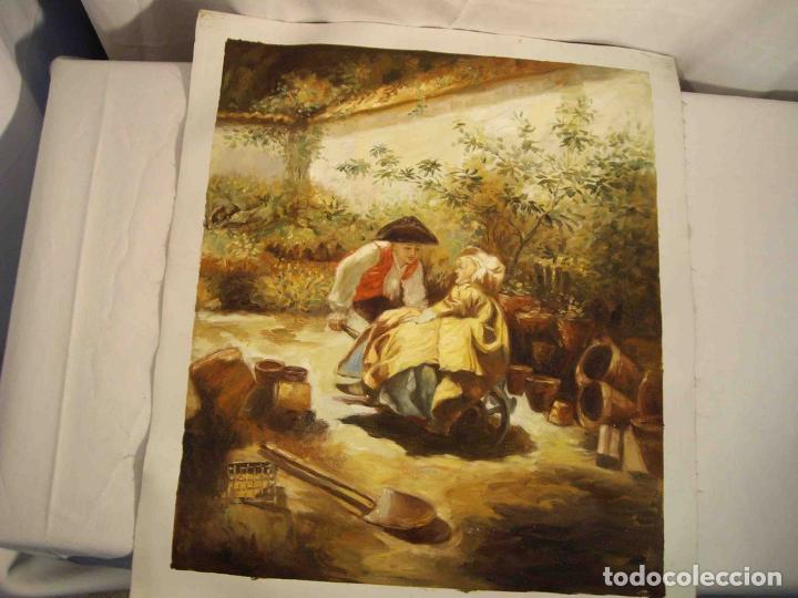 Otros objetos de arte: OLEO LIENZO PAREJA CON CARRETILLA - Foto 1