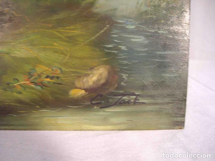 Otros objetos de arte: OLEO SOBRE TABLA PERROS CAZANDO PATOS - Foto 4